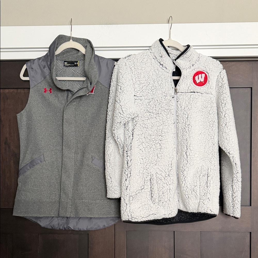 Under Armour and Champion Women’s University of Wisconsin Vest and Jacket Small